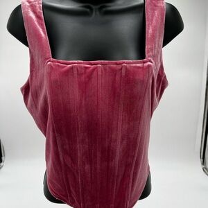 New Lush square neck corset side zip  tank in a dusty pink. Size Large NWT‎